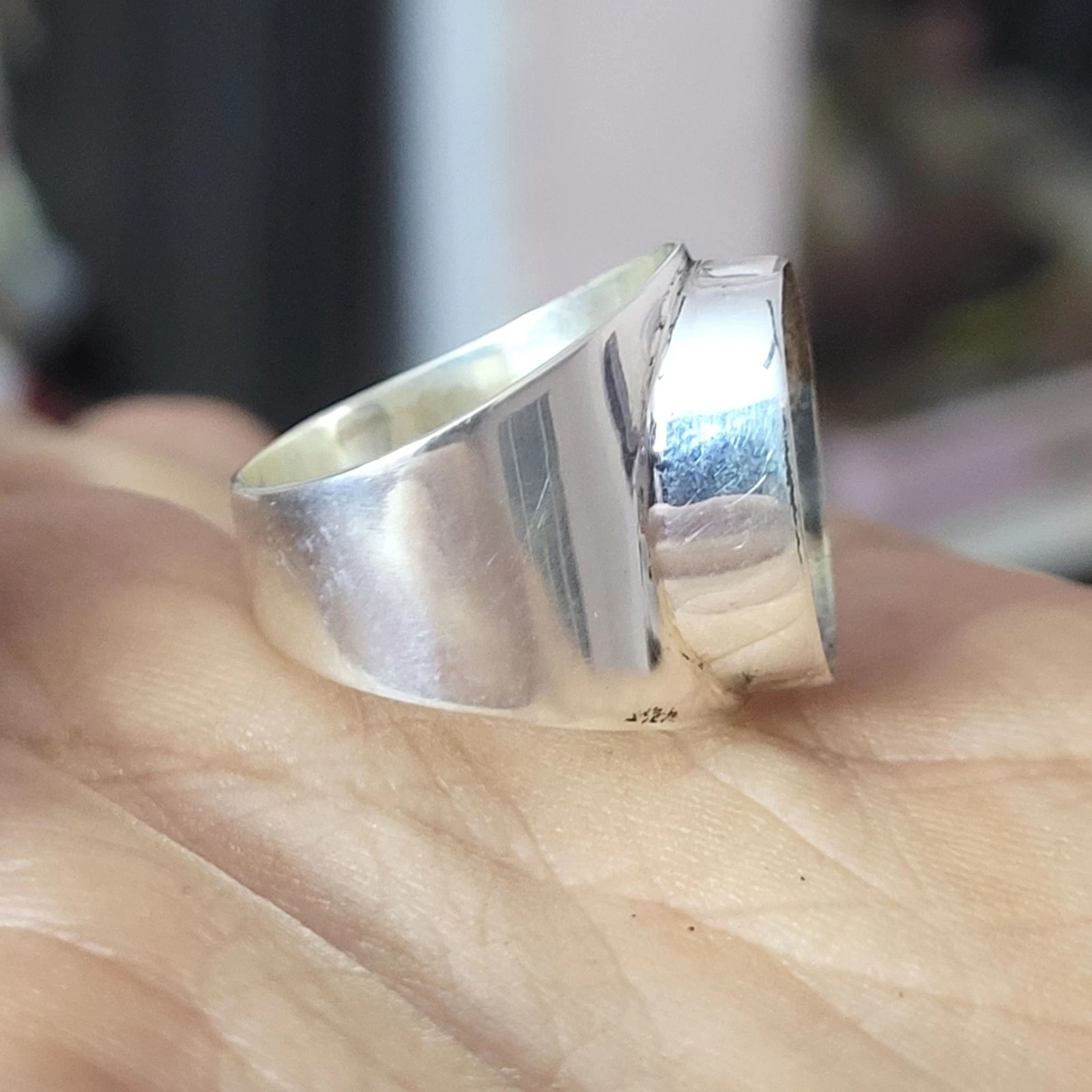 Handmade 925 Sterling Silver Blank Collet Ring 12x16mm Oval Cabochon Setting