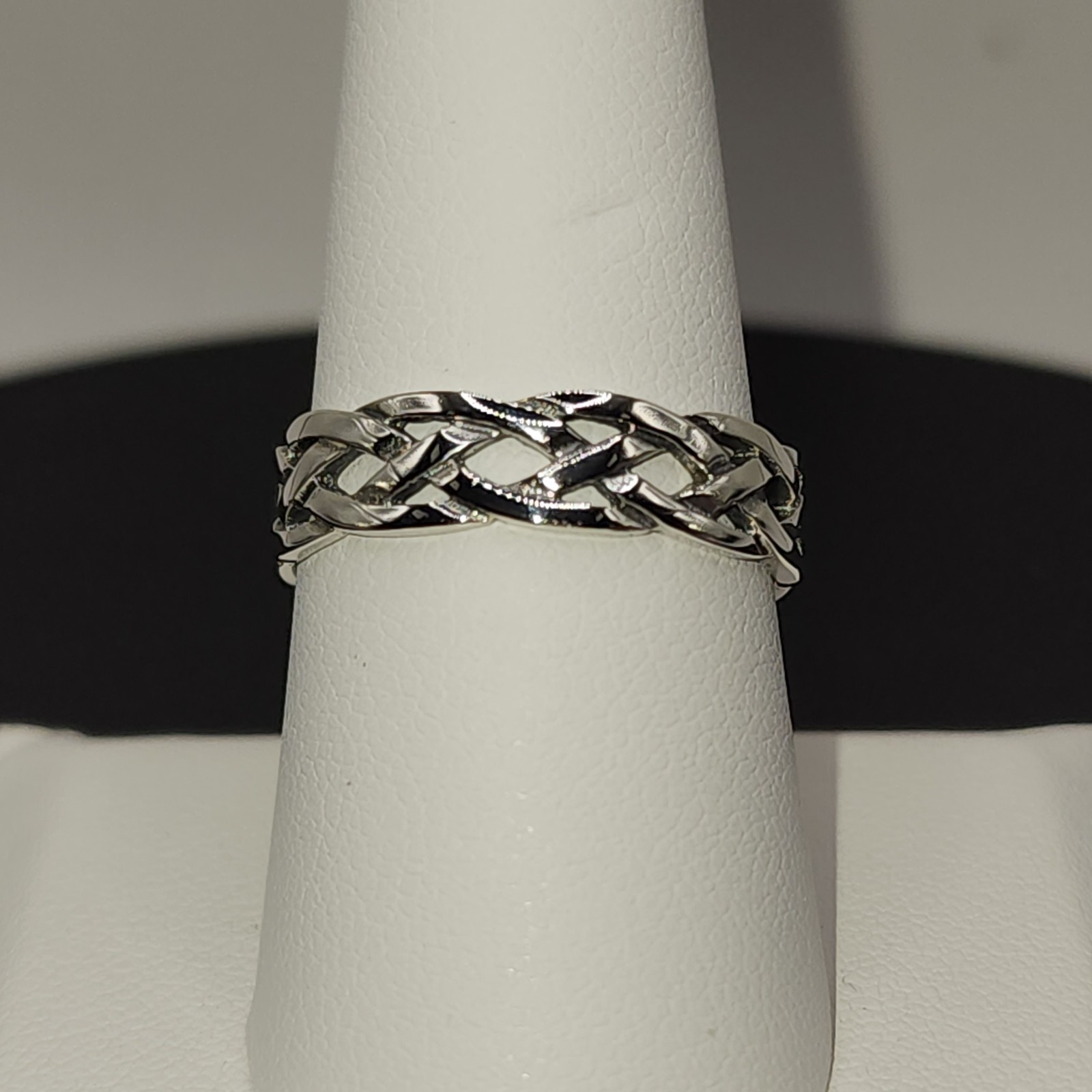 925 NEW Sterling Silver Ring Braided Rhodium Plated 5mm Width Size 11