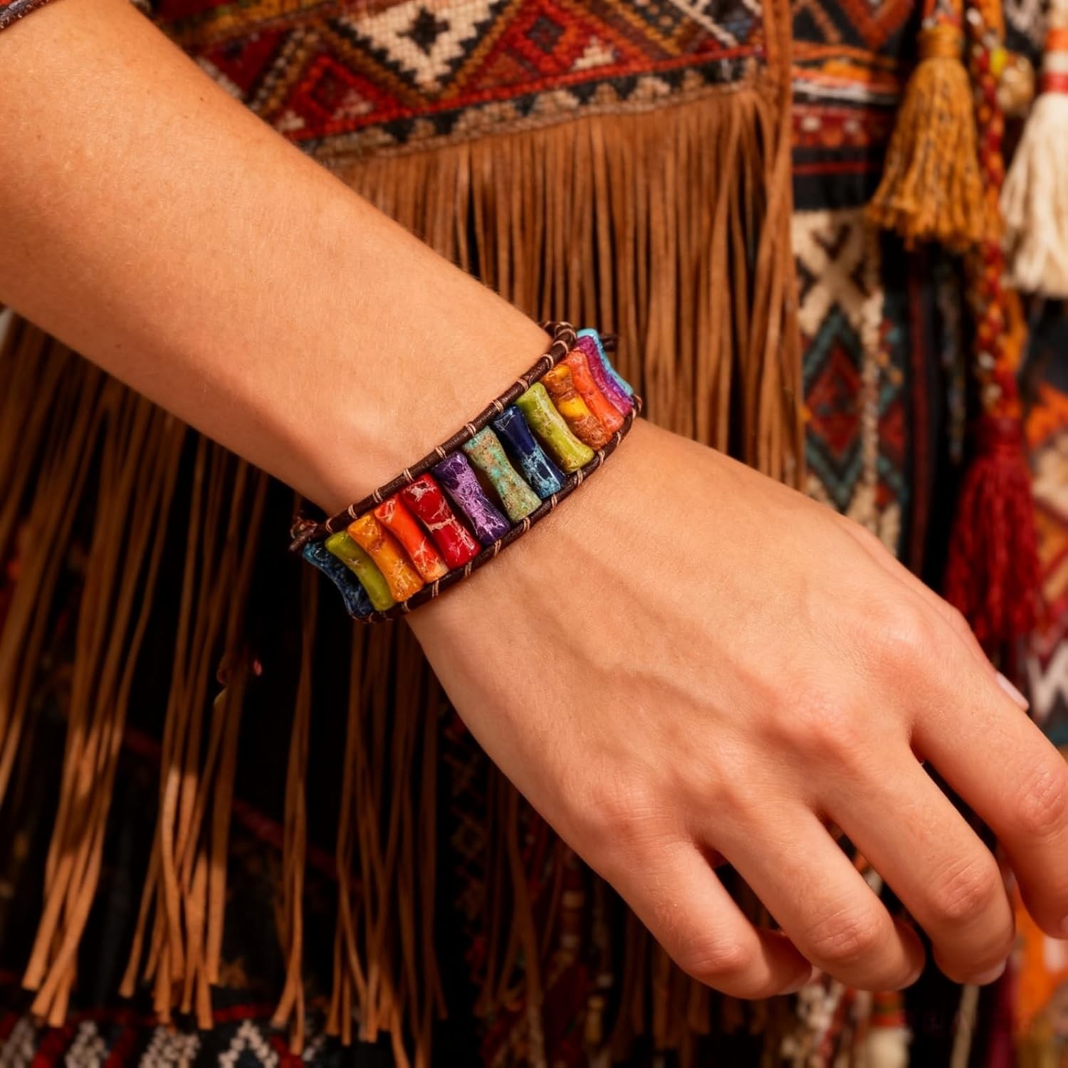 Inspirational 7 Chakra Bracelet – Handmade Natural Stone Jewelry for Self-Love