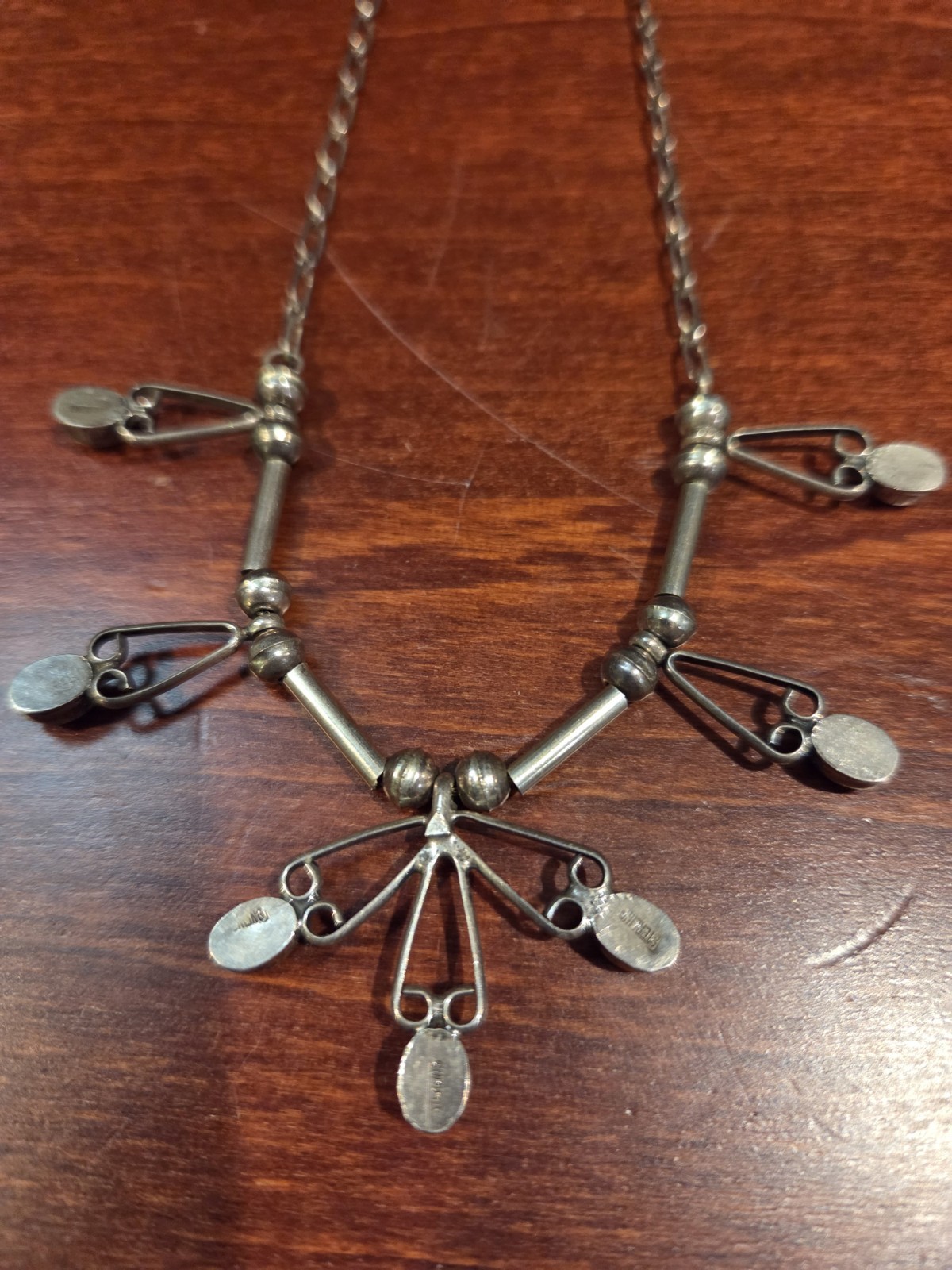 Vintage 925 Sterling Silver Lapis Lazuli Bib Fringe Necklace Modernist 12.8g
