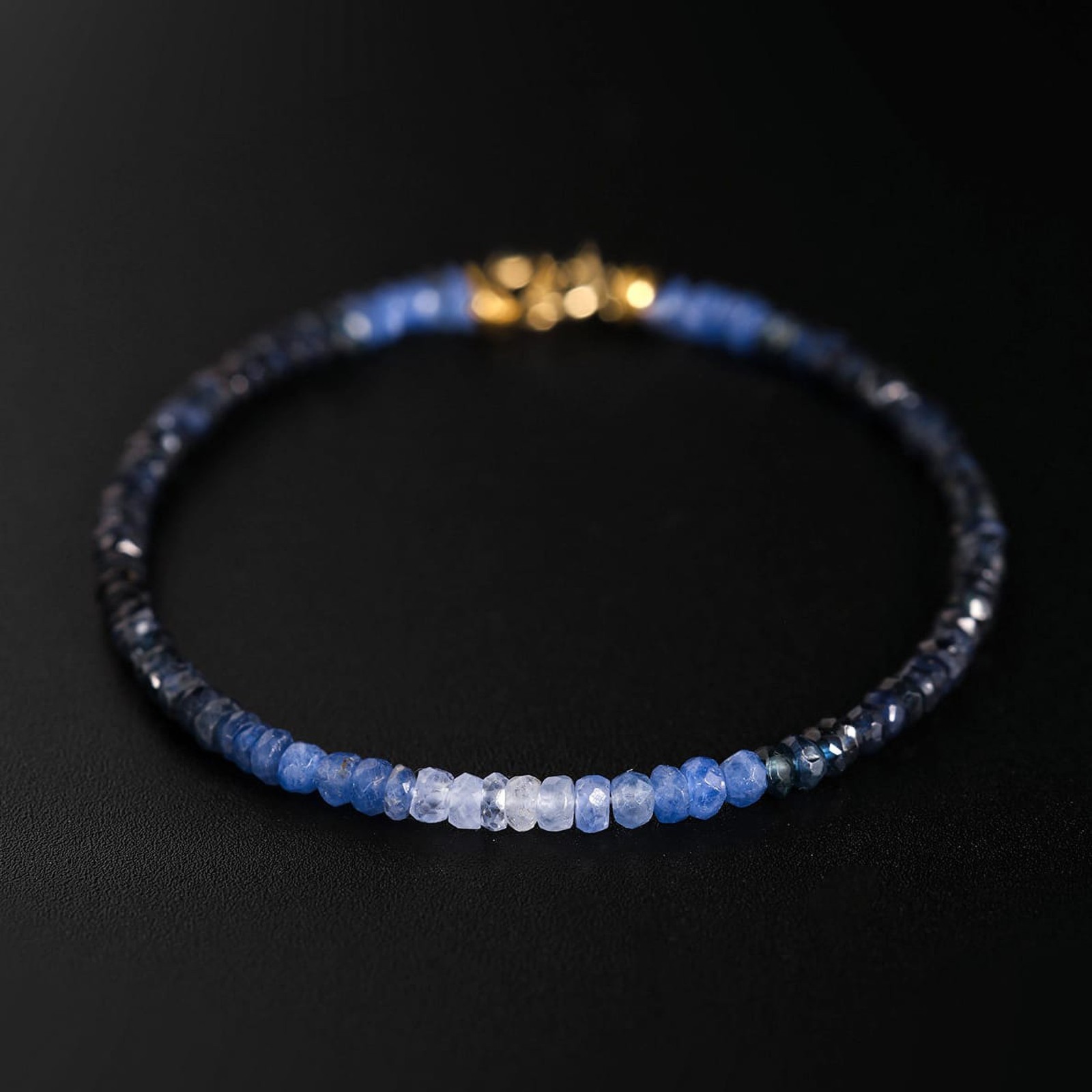 18K Gold Multicolor Sapphire Bracelet, Unique Designer Gem Beaded Bracelet