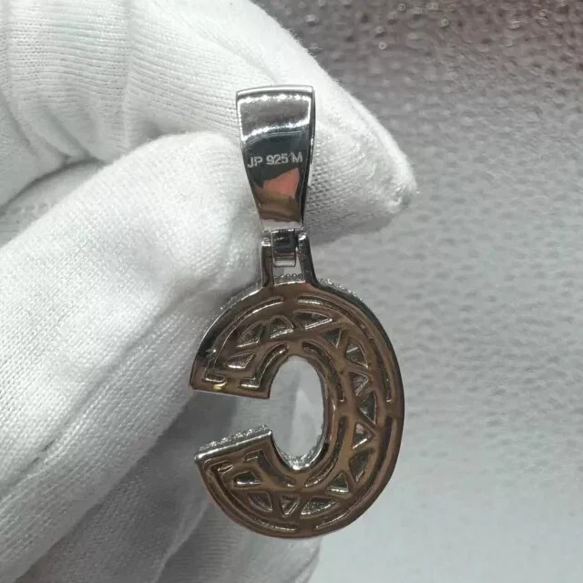 2.74 Ct Round Cut Real Moissanite Custom “C” Letter Pendant 925 Sterling Silver