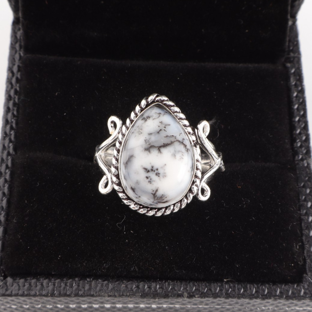 Natural Dendrite Opal Gemstone 925 Sterling Silver Ring All Size Gift For Her DZ