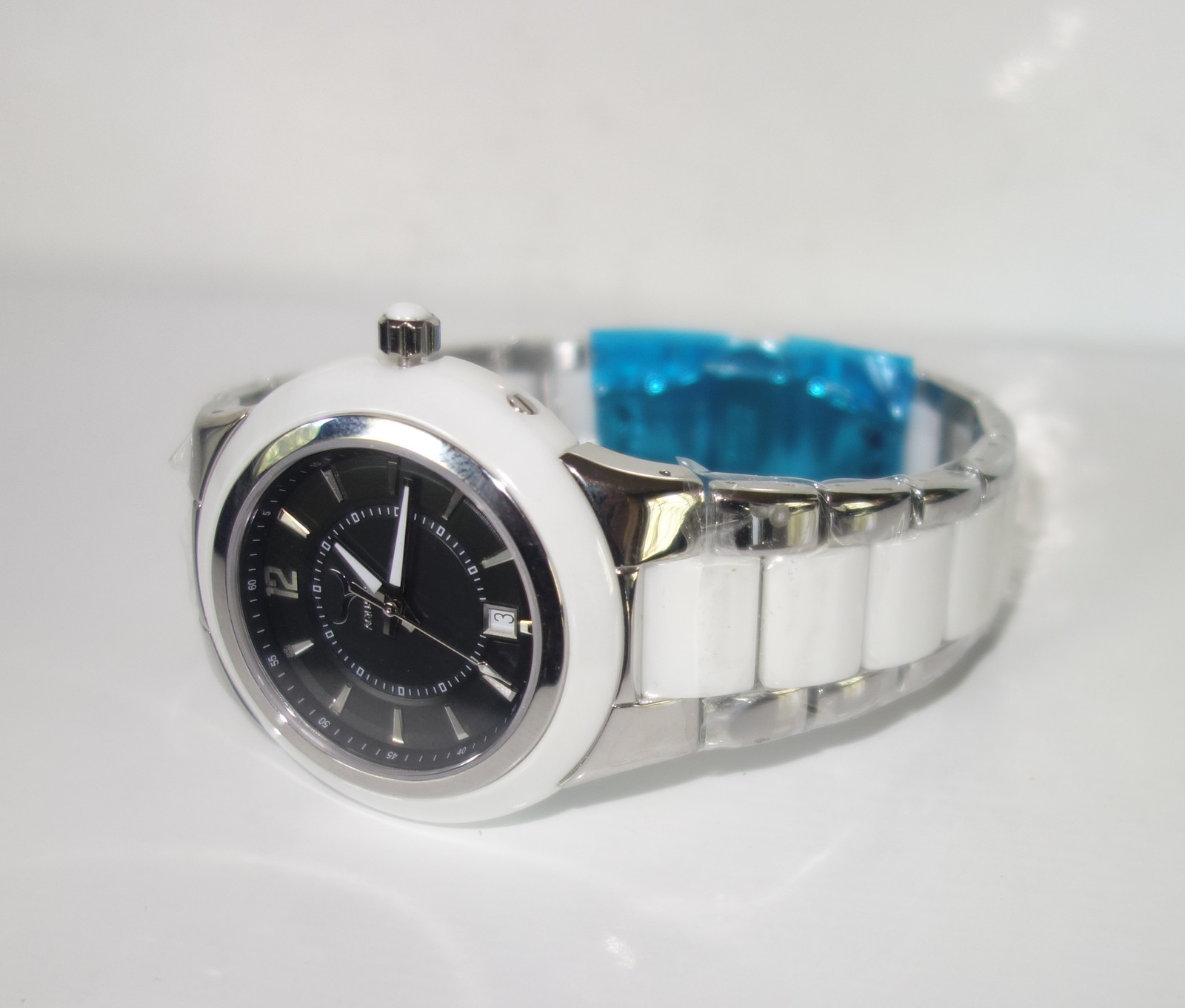 AQUASWISS WHITE Ceramic/Stainless Steel Swiss Watch RETAIL $1,400 NEW