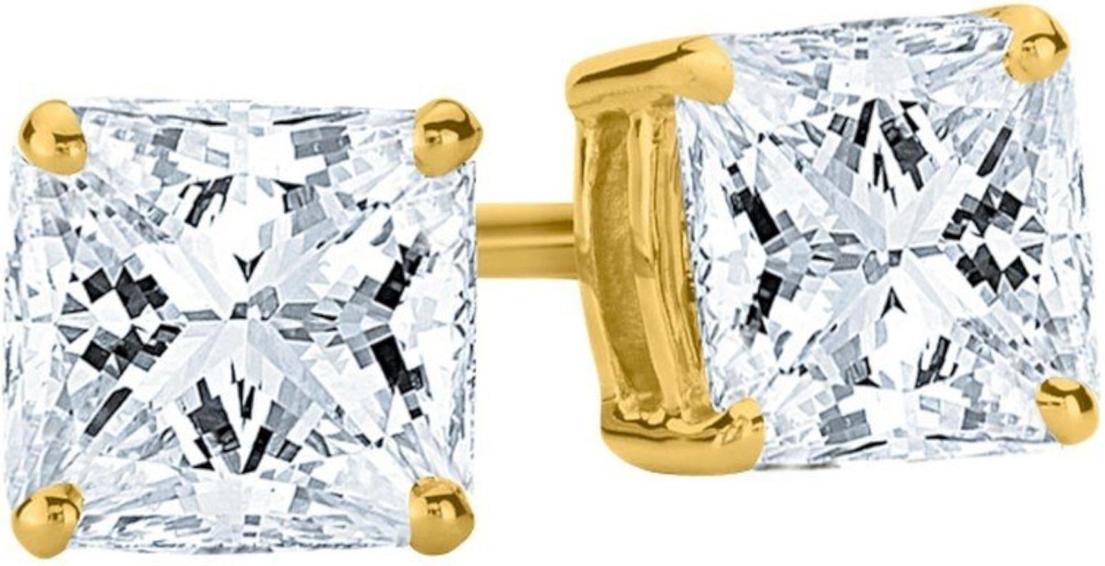 Lab Grown Diamond Stud Earrings 2 Carat Total Weight 14K Yellow Gold E-F VS2