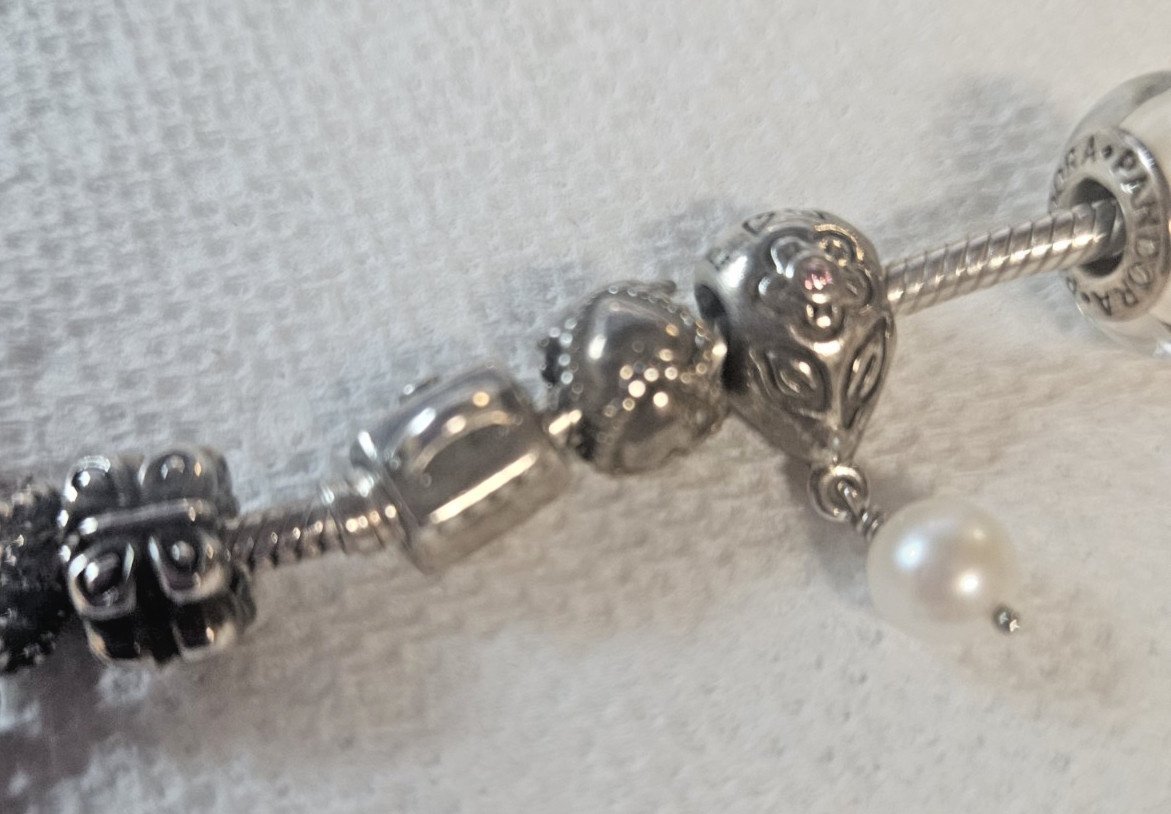 Pandora Necklace – 17 Charms – Weight 3 oz. – 18″ long – Lobster Clasp