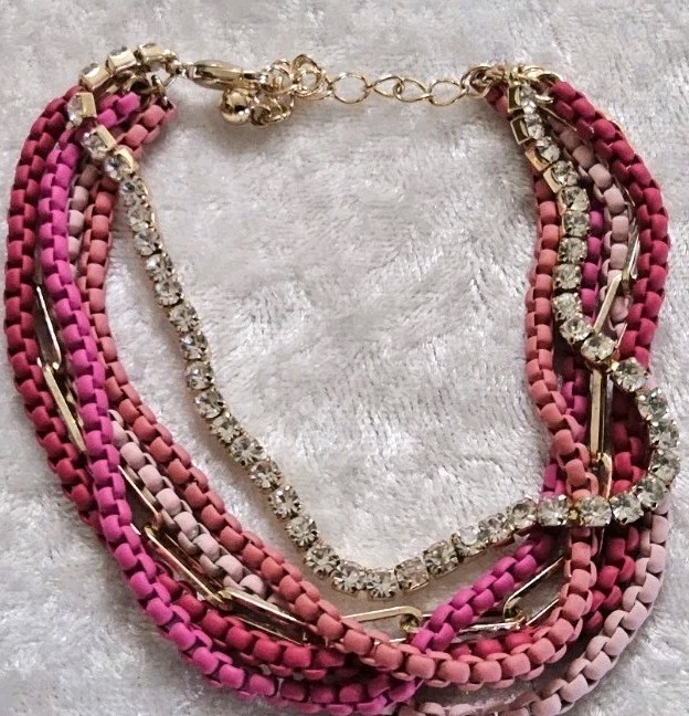 Hot Pink Adjustable Multistrand Metal Bracelet