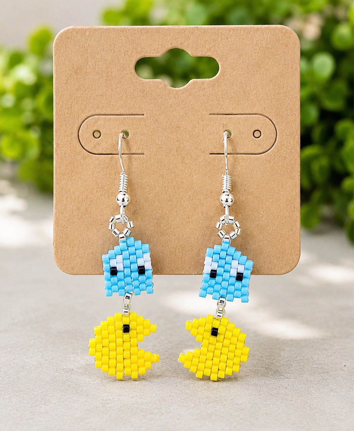 Handmade Pac-Man and Ghost Retro Gaming Earrings Video Game Gift