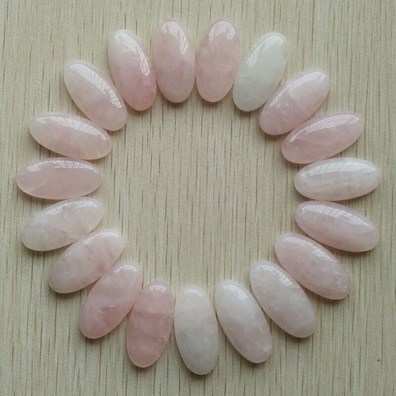 Natural Rose Quartz Stone Oval Cab Cabochon Beads No Holes 15x30mm 20pcs/lot