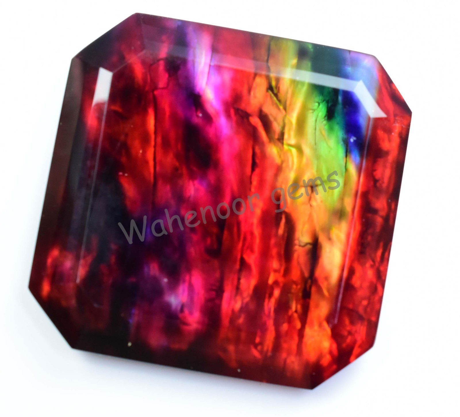 Huge 100 Ct Natural Ammolite Emerald Opal-Like Organic Doublet Rare Gemstone
