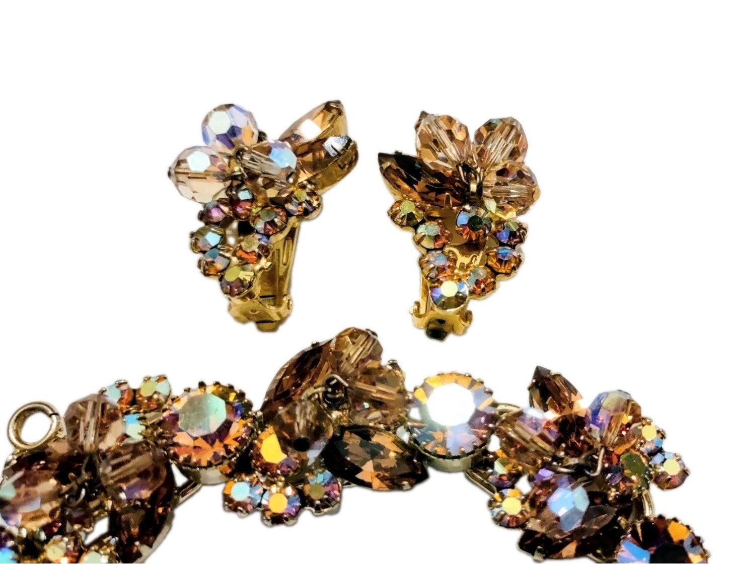 Juliana D&E Cha Cha Bracelet Matching Earrings Topaz AB Rhinestones