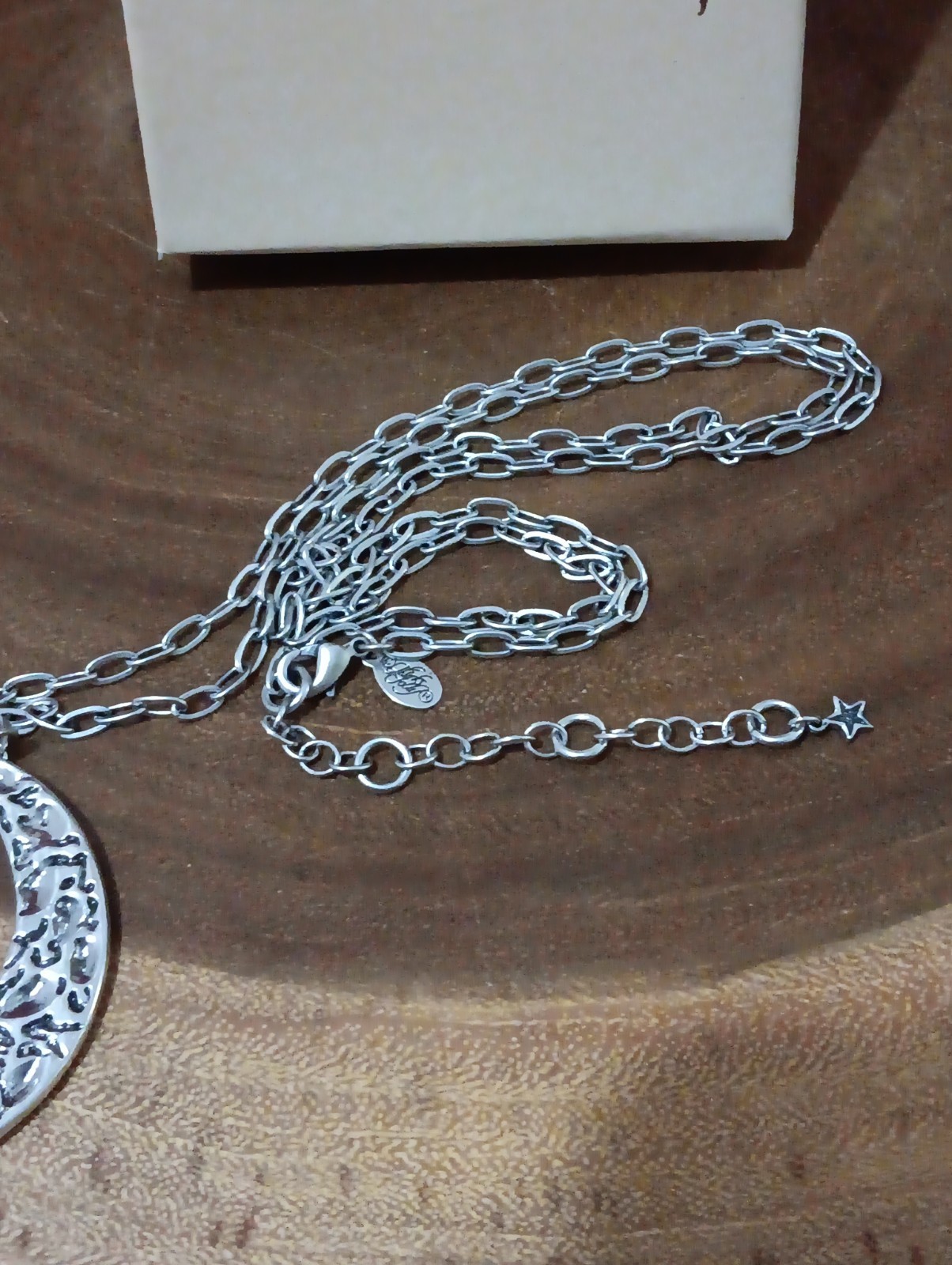 NEW KIRKS FOLLY SILVERTONE CRESCENT MOON CHARM NECKLACE SWAROVSKI CRYSTALS