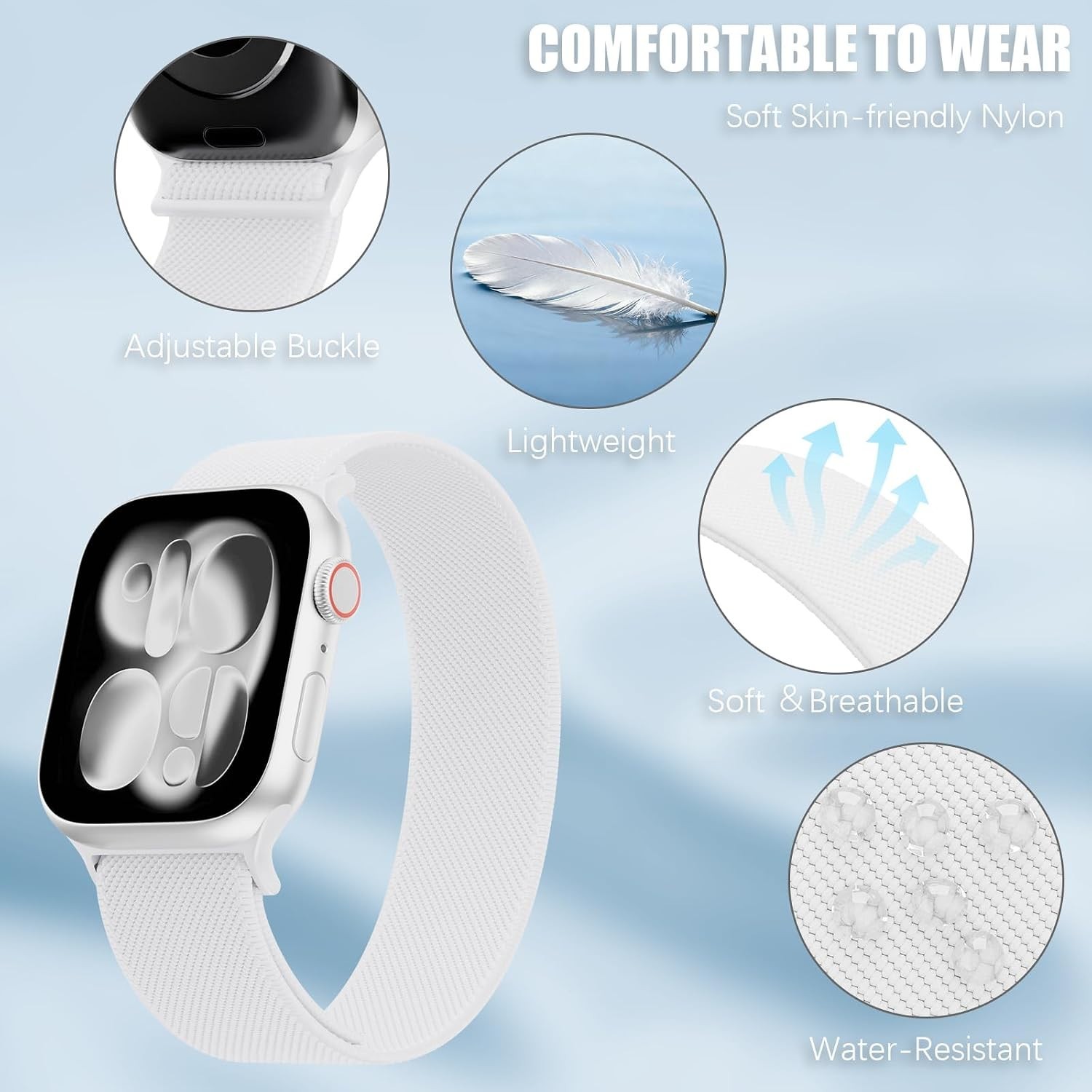 4 Pack Water-Resistant Stretchy Nylon Apple Watch Bands 38mm-49mm for All Series