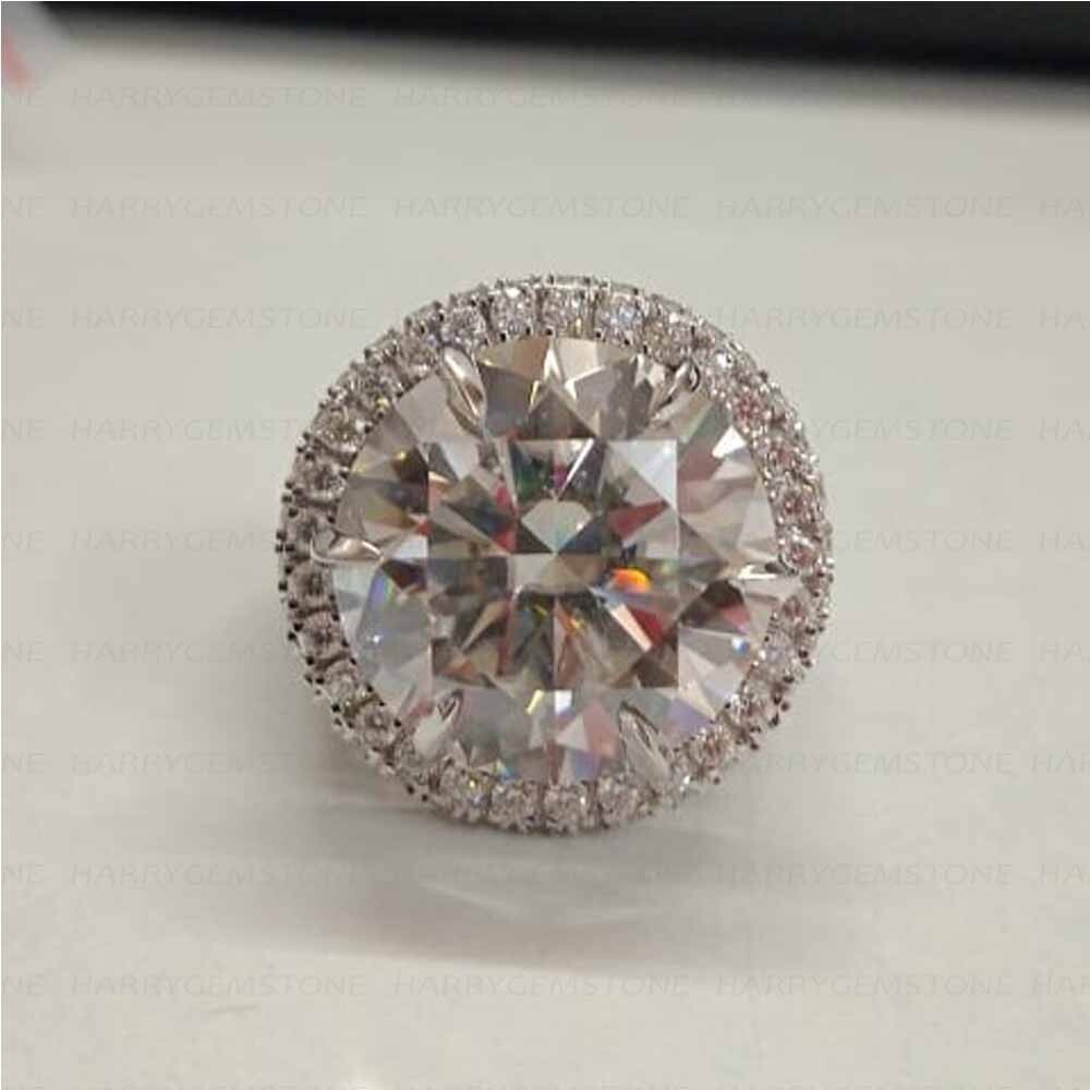 5.00Ctw Round Cut Moissanite Halo Engagement Wedding Ring 14K White Gold Plated