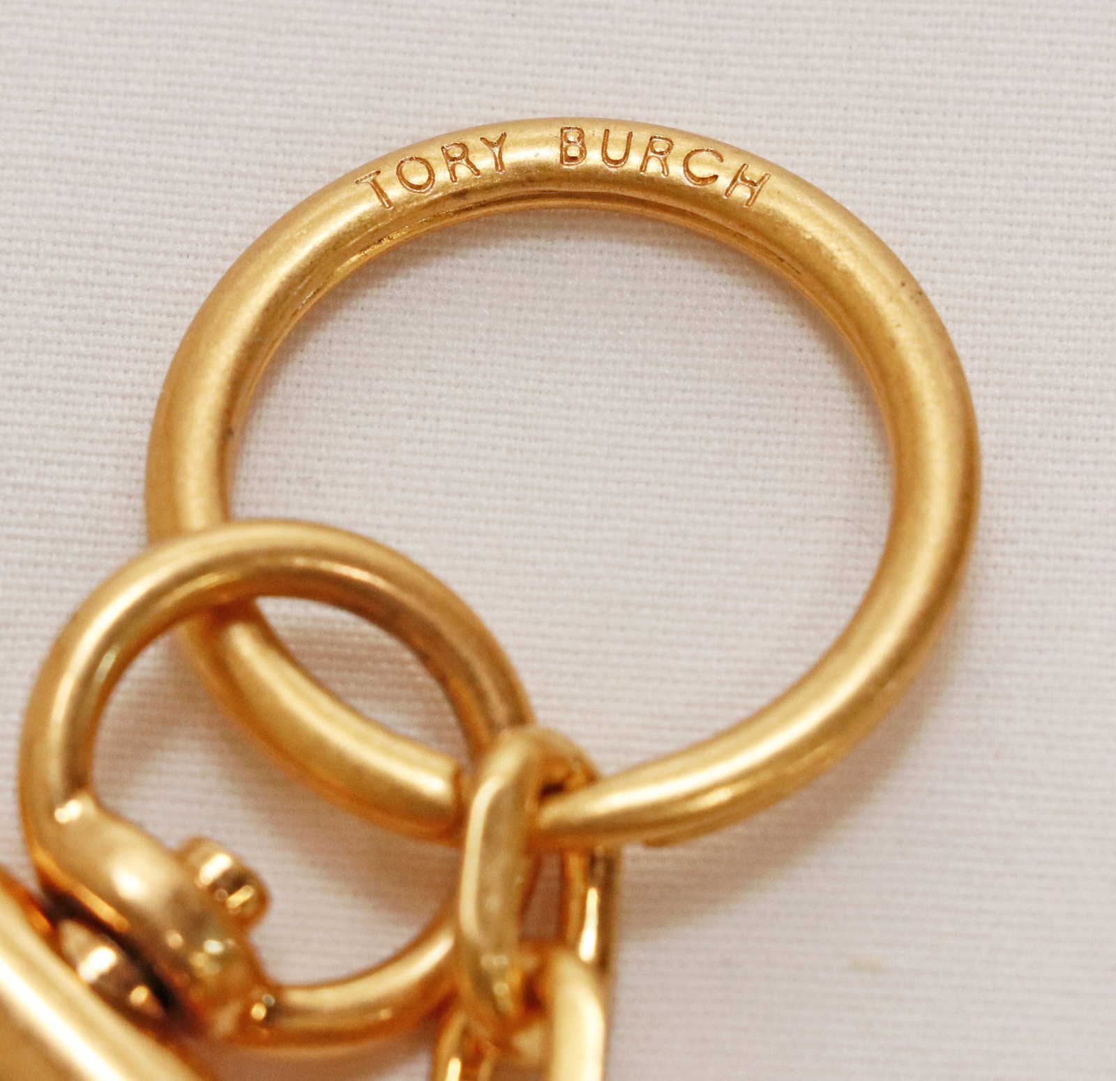 TORY BURCH “Rotating Geo” Logo Charm Authentic Designer Metal Keychain Clip -H12