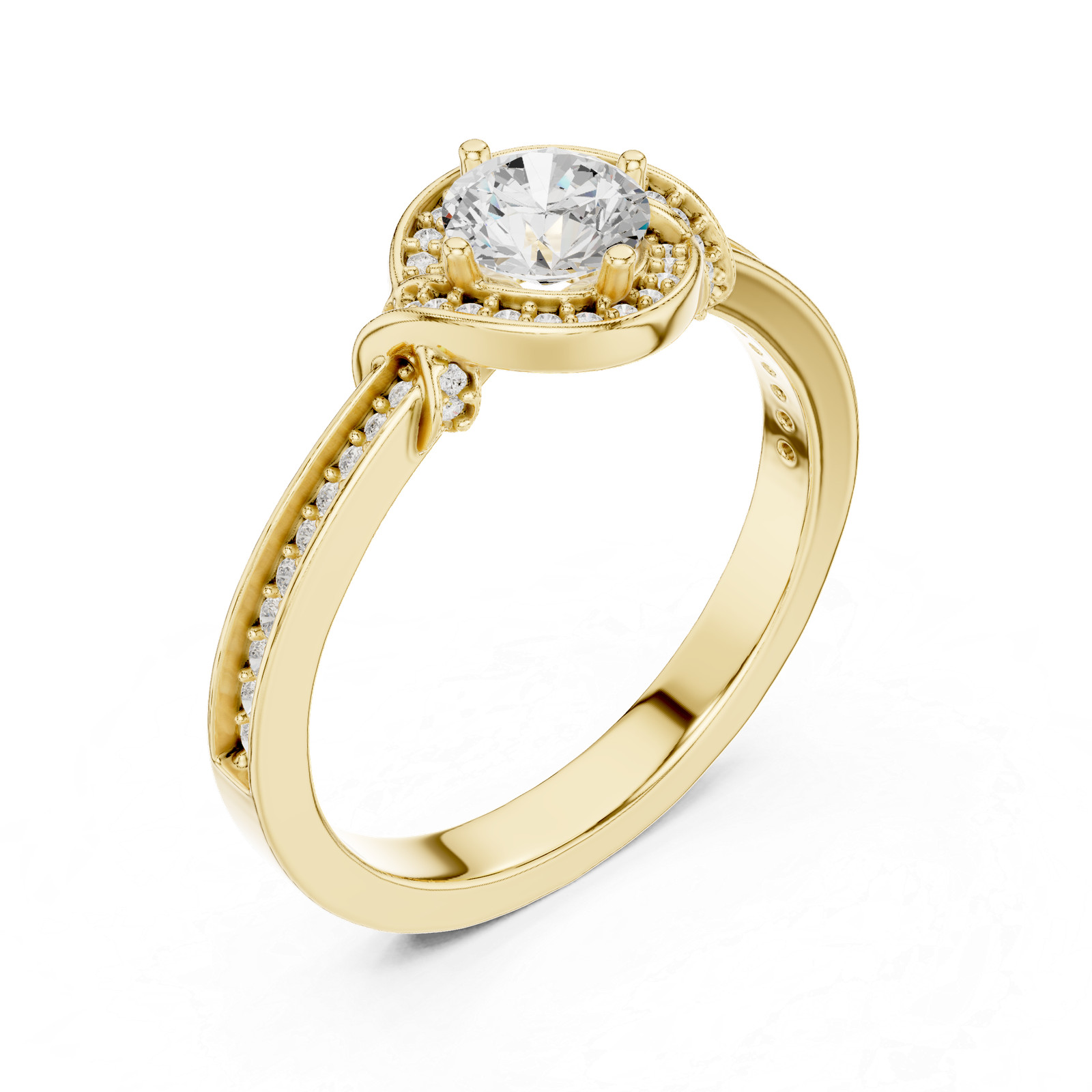 Engagement Floral Motifs Eternity Ring 53pc VVS1/D Round Diamond Gold Over o319