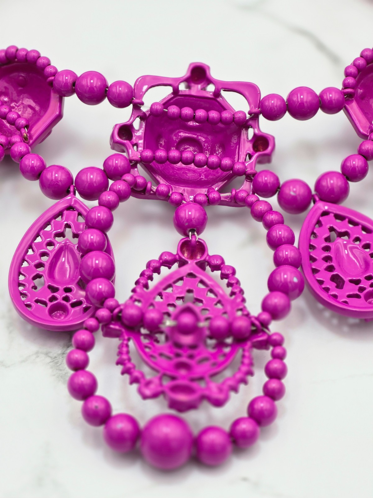 Lanvin H&M Pink Statement Necklace Ribbon Bib Rare Designer Collab