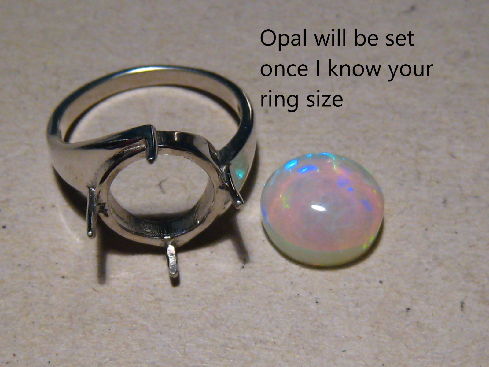 4.0 ct. crystal Welo Opal Ring , sterling silver