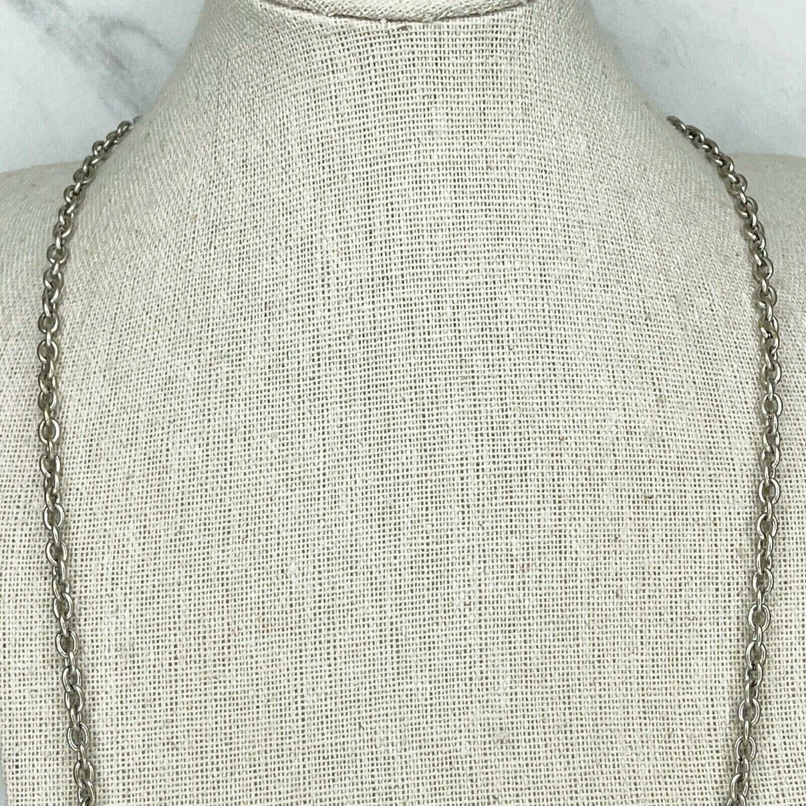 Silver Tone Plain Basic Simple Chain Link Necklace