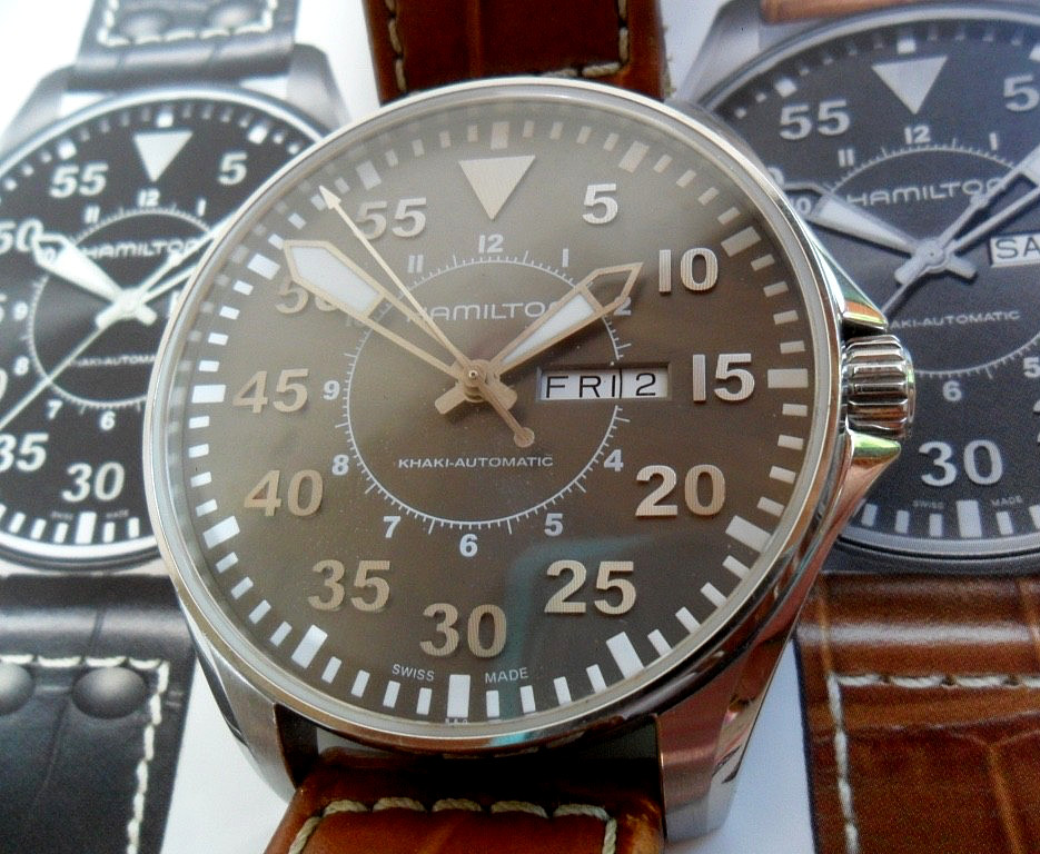 46 mm S/S Men’s Hamilton Khaki Pilot 25 Jewel Swiss Automatic Watch H647150 Runs