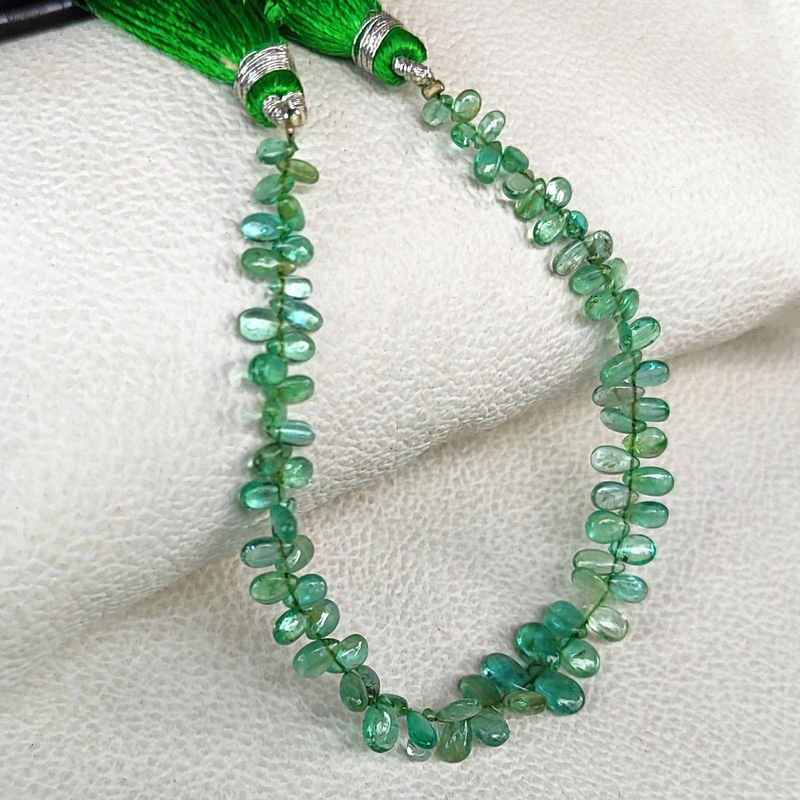 Madagascar Green Apatite Gems 5×3-7x5mm Smooth Pear Beads 7″ Jewelry Strand
