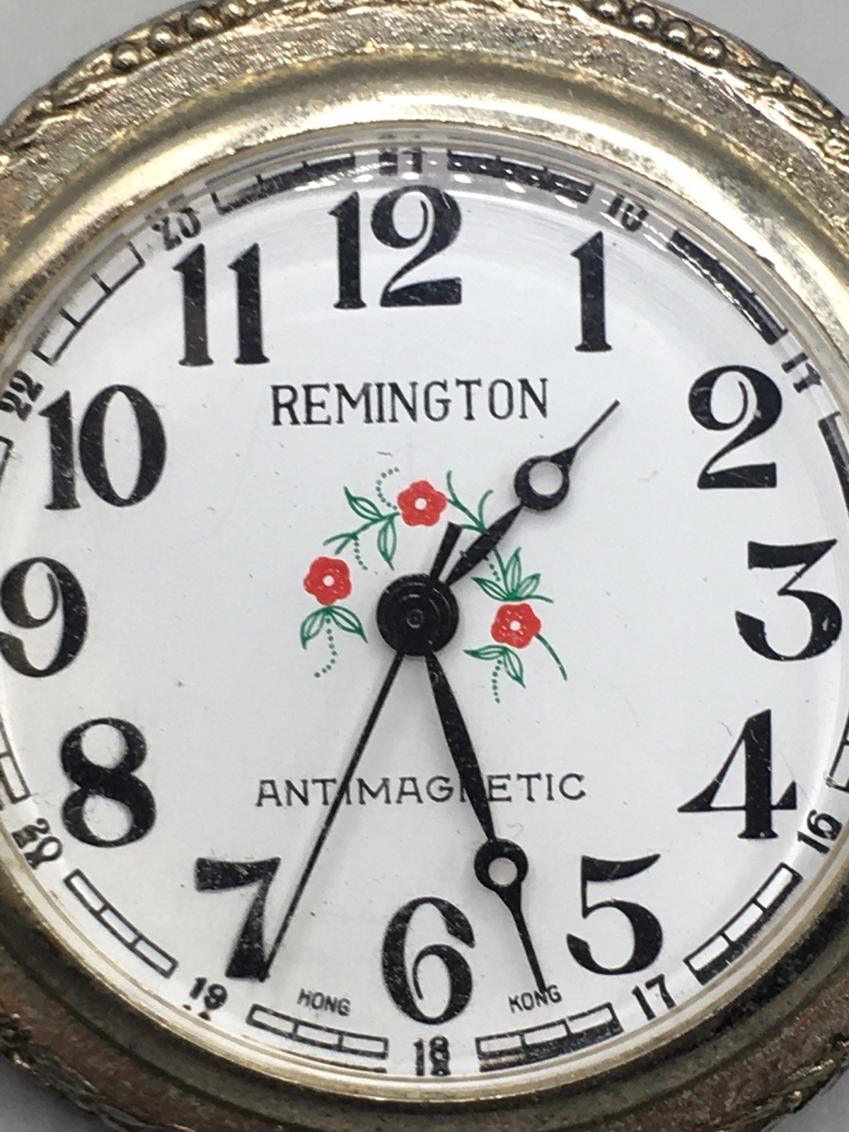 Remington Pocket Watch Men Elk & Dogs Silver Tone Manual Antimagnetic Vintage