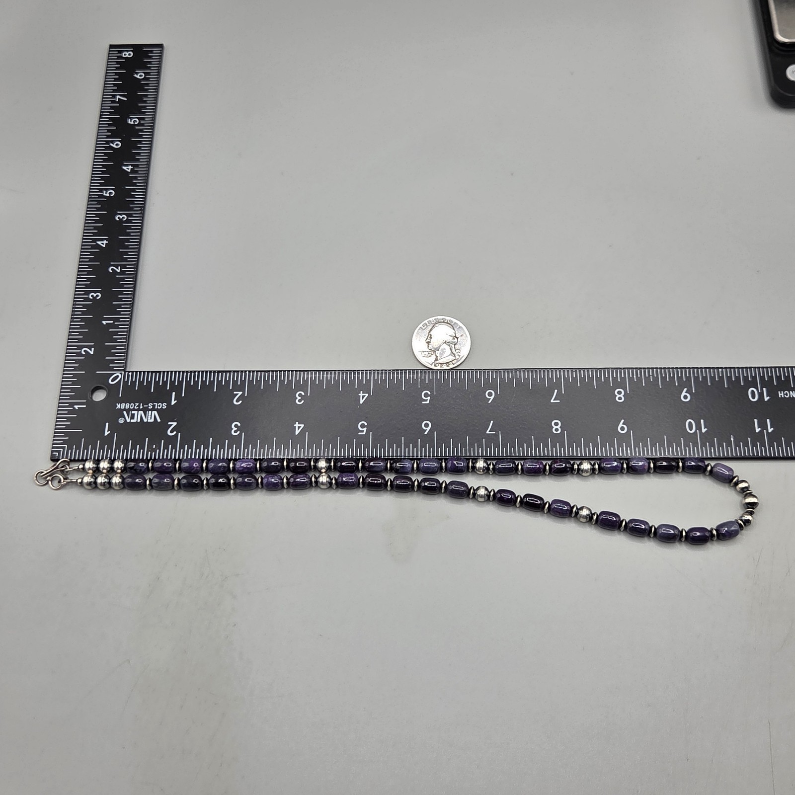21.5″ Rare Sugilite Sterling Navajo Pearl Necklace Southwest Squash Petite 6+mm
