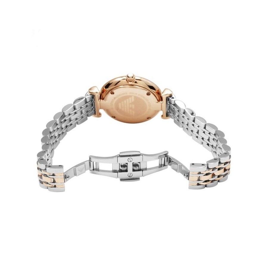 EMPORIO ARMANI WOMENS WATCH SILVER & ROSE BACELET & GREY DIAL AR1840 GENUINE NEW