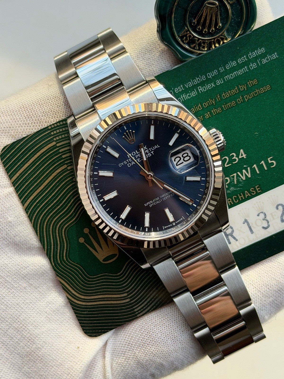 2024 Rolex Datejust 126234 Fluted 18k Gold Bezel Oyster Bracelet W/ Papers