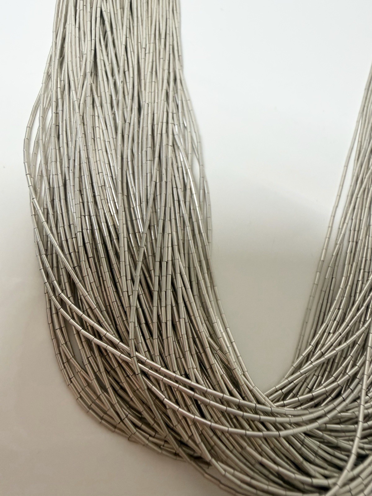 Liquid Silver 100 Strand Necklace 925 Sterling 77.2 Grams Beautiful 18”