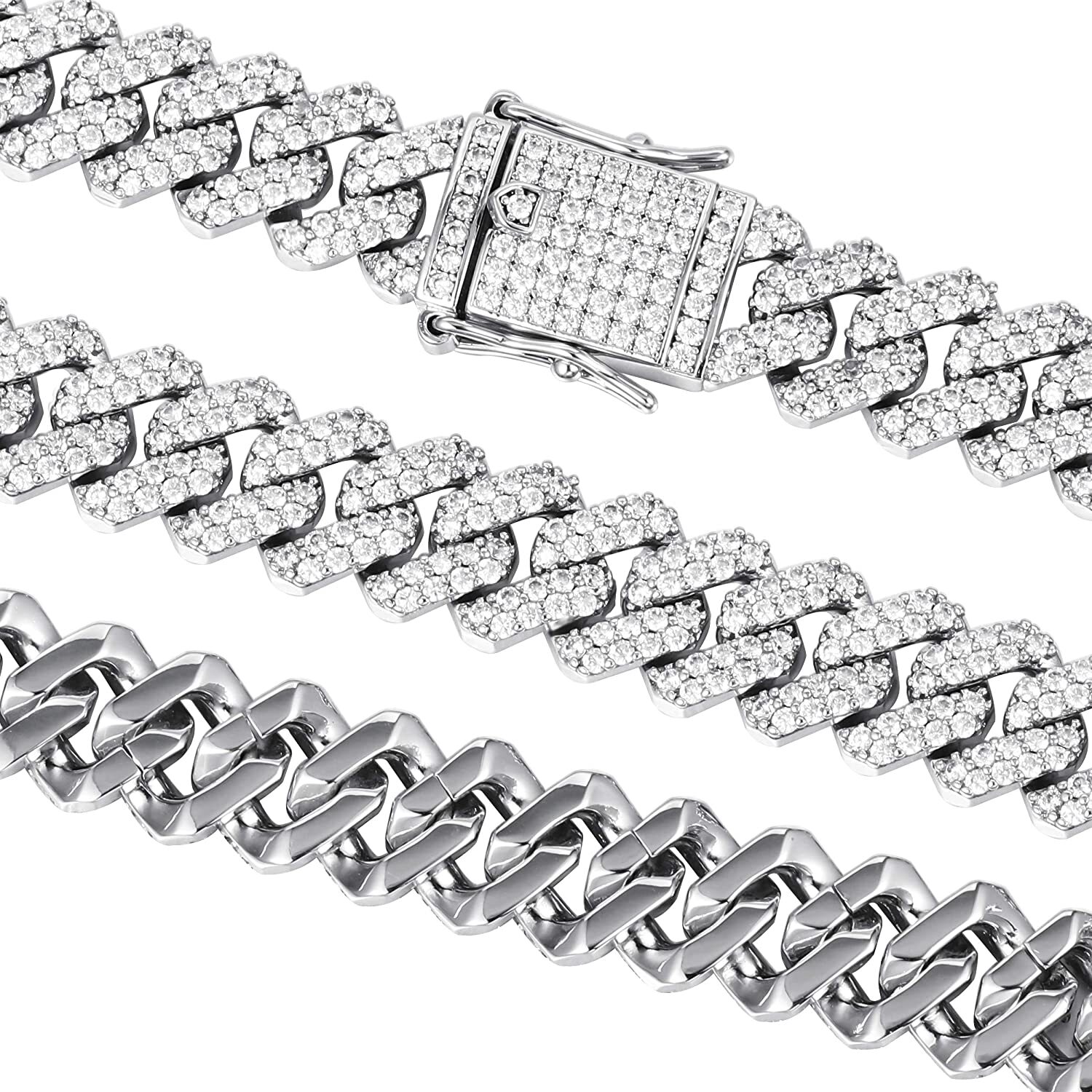 Men’s Heavy Iced CZ Out Miami Cuban Link Chain With Gold Plated Stainless Steel
