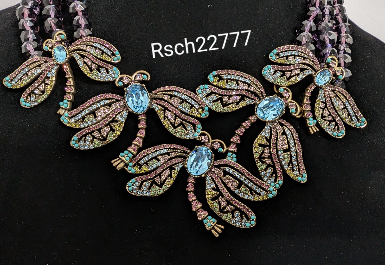 Heidi Daus “Dragonfly Artistry” Swarovski Crystal Necklace-Amethyst-AUTHENTIC