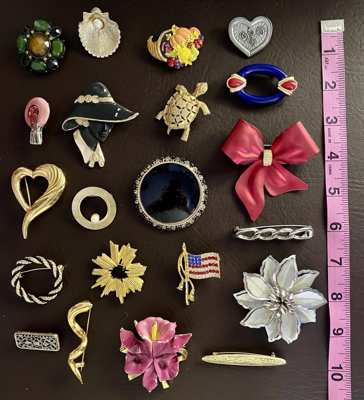Vintage to Modern Rhinestone Mixed Metal Brooch Pin Lot – Set of 21 Brooches