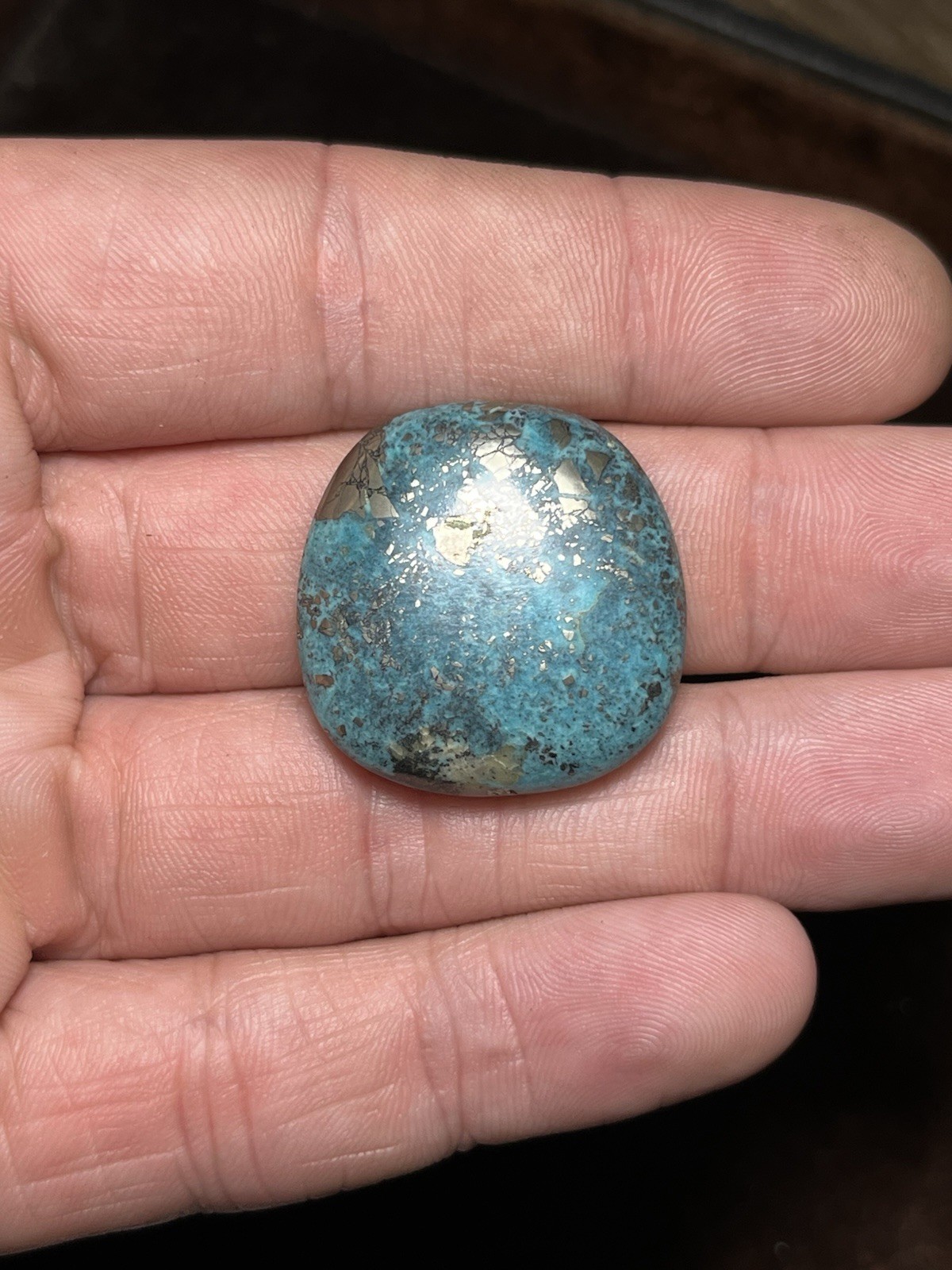 Persian Turquoise w/ Pyrite Cab 65ct Nice Blue Beautiful Cabochon