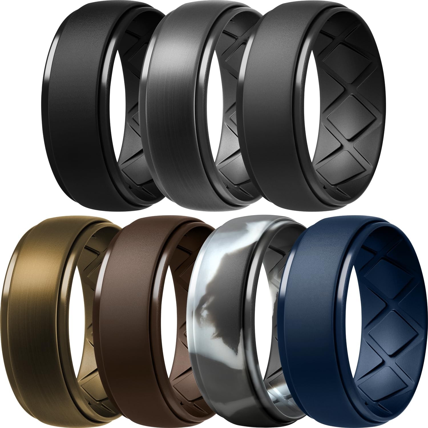 Ergonomic Silicone Rings Mens Inner Arc Breathable Silicone Ring Half Size