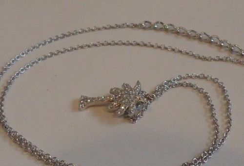 925 STERLING SILVER PALM TREE NECKLACE PENDANT W/ .50 CT ACCENTS/18”/STUNNING!