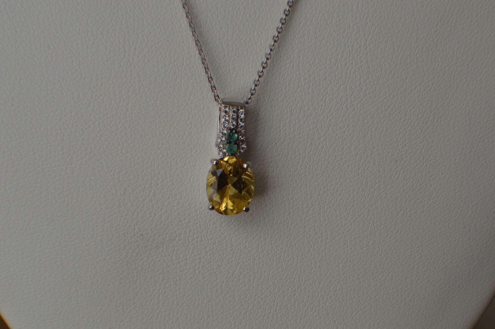 1.90ct AAAA Heliodor / Multi Gem Pendant w/20″ Chain in Rhodium over Fine Silver
