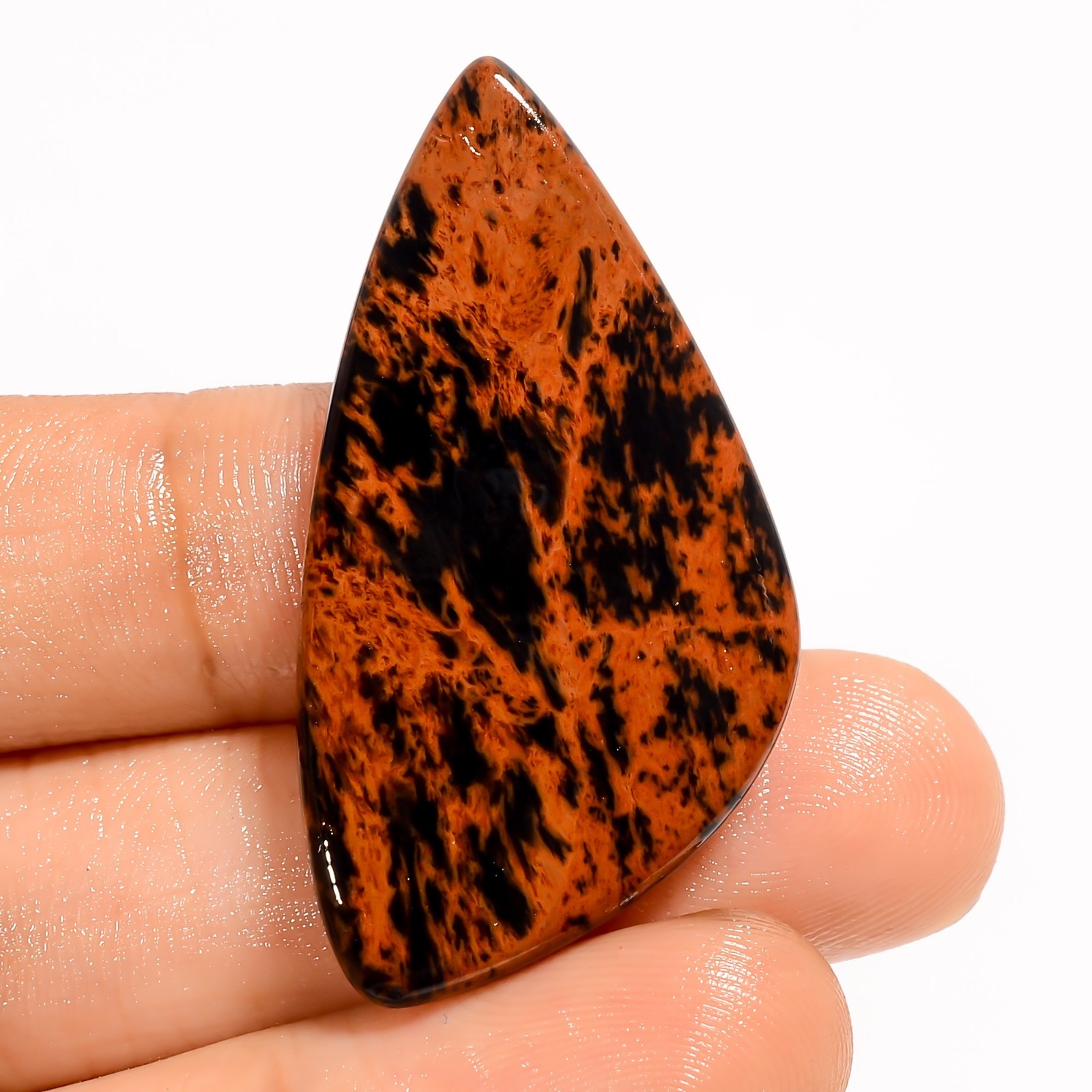 Trendy Natural Mahogany Obsidian Fancy Cabochon Loose Gemstone 31 Ct 41X21X5 mm