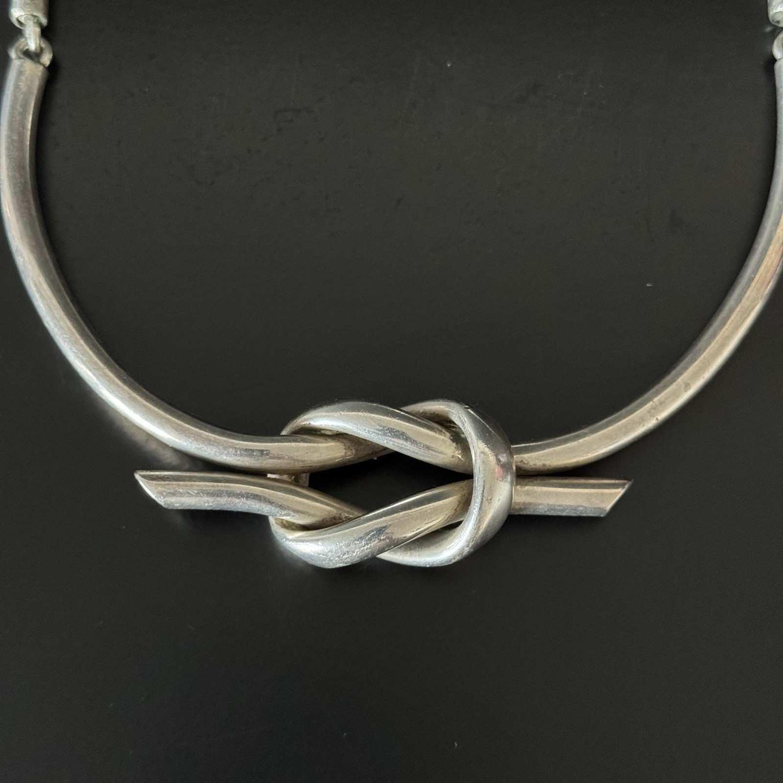 VTG 70’s Modernist Mexico 925 Sterling Silver Love Knot Collar Choker (61g)