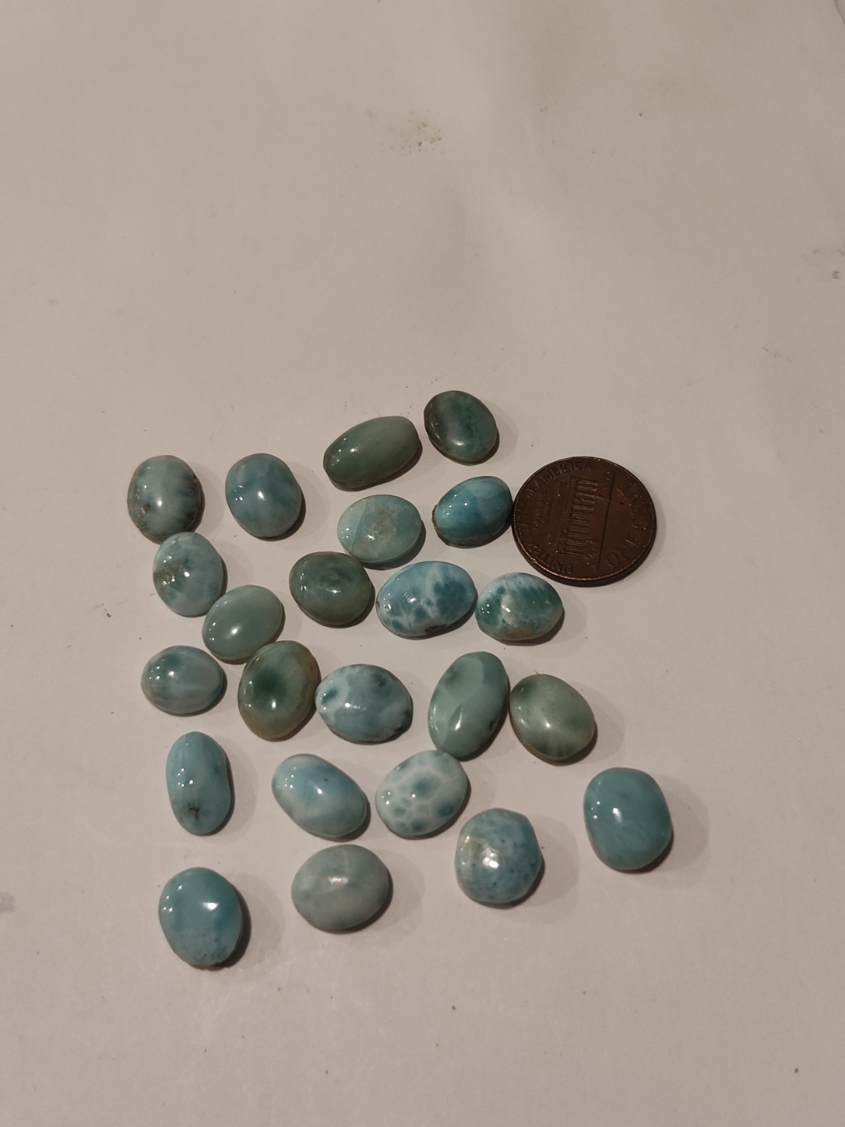 Misc Larimar Cabochons Lot 100 Cts Very Good Quality…Mix Of Calibrated Sizes