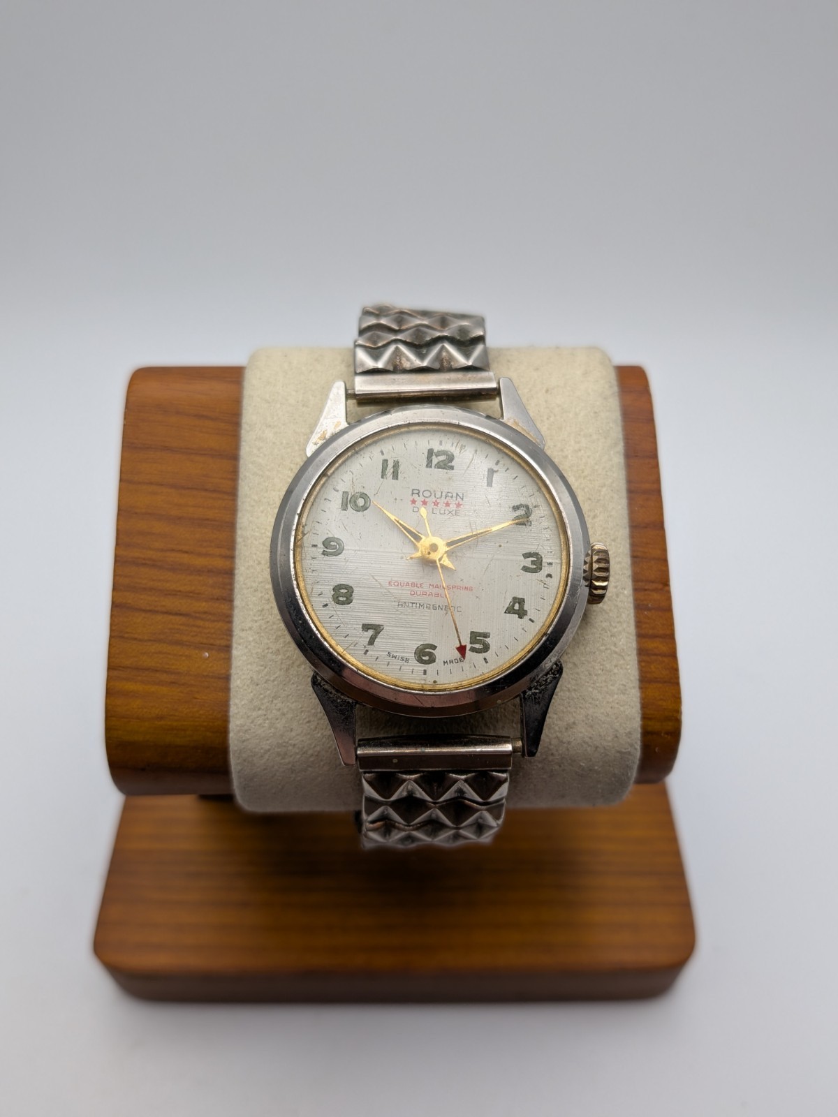 Vintage Rouen De Luxe 5 Star Men’s Watch. Swiss Made 1950s’ Manual Mvmt Working.