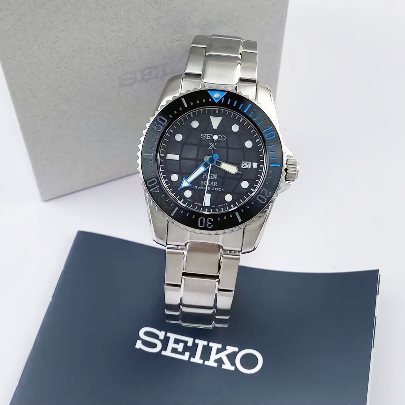 Seiko Prospex Sea Solar Power Black Dial Men Stainless Steel SNE575 Watch 38.5mm