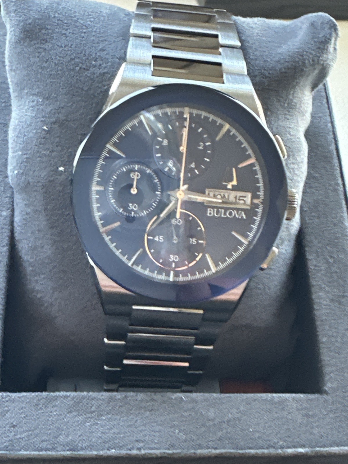 Bulova Men’s Quartz Chronograph Date Silver Stainless Steel Watch 41 MM 98C143
