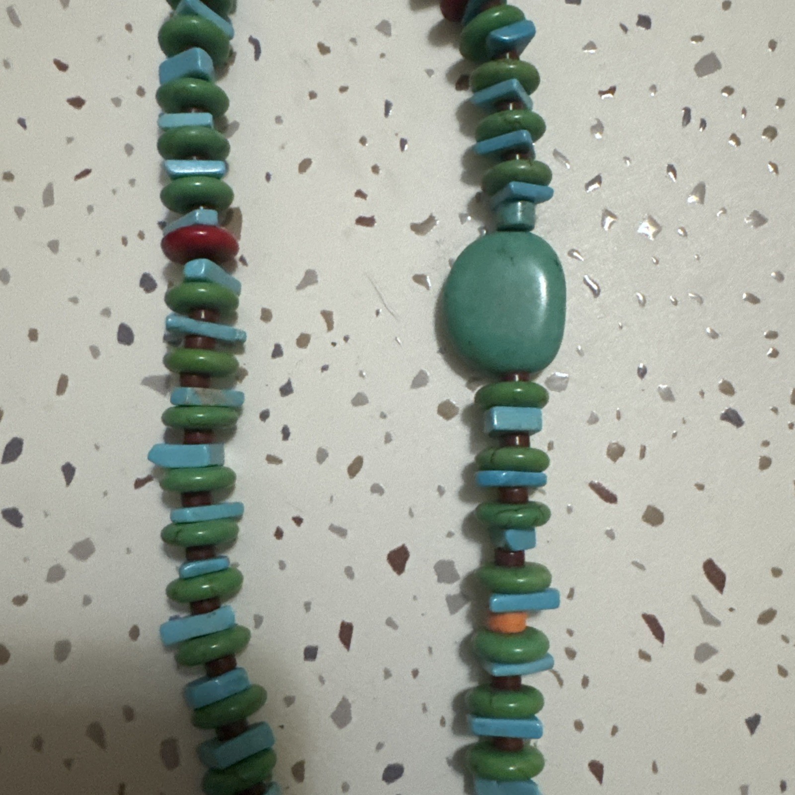 Block Turquoise Magnesite Beaded Necklace