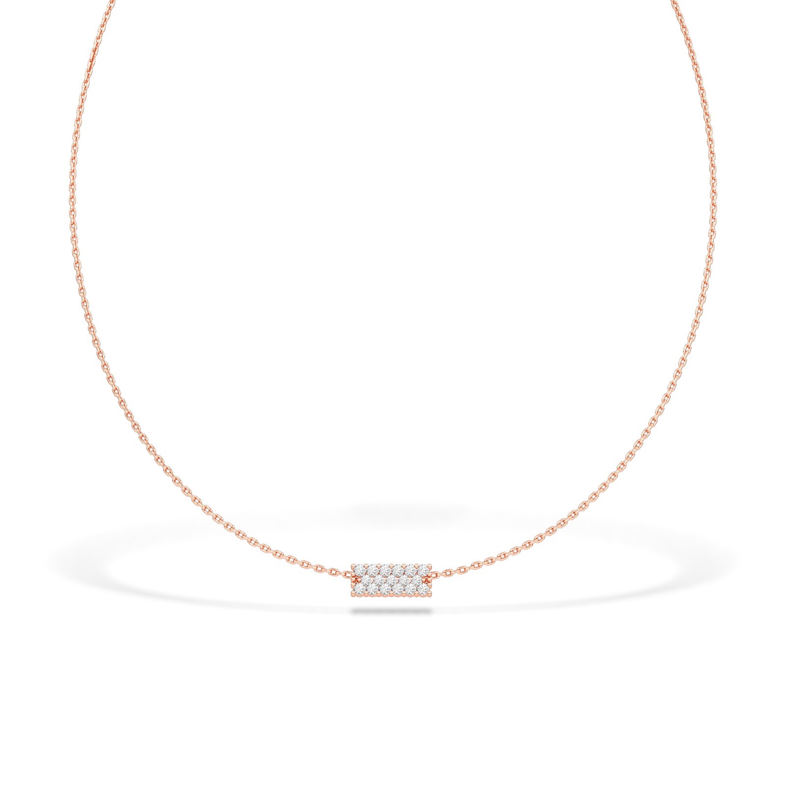 IGI Certified Round Cut Natural/Lab Grown Diamond Bar Necklace 10K 14K 18K Gold