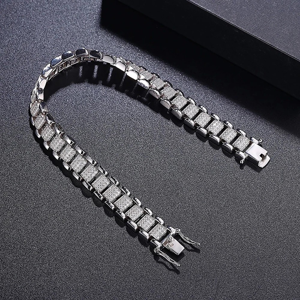 Luxury D Color VVS Moissanite Bracelet 925 Silver 7.5 Inches WG