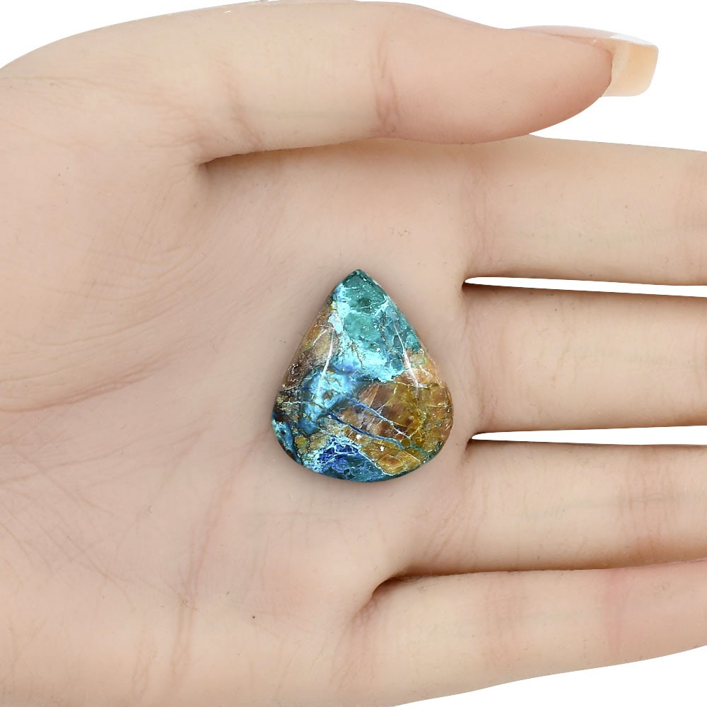Natural Shattuckite 26.75×23.13×6.9 mm Heart Shape Polished Gemstone LS02554-39
