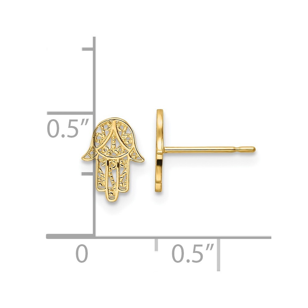 8.7mm 14K Yellow Gold Hamsa Post Earrings