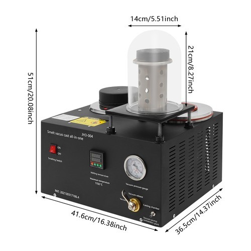 2KG Jewelry Lost Wax Cast Combination Vacuum Casting Melting Machine 1/3 HP 4CFM