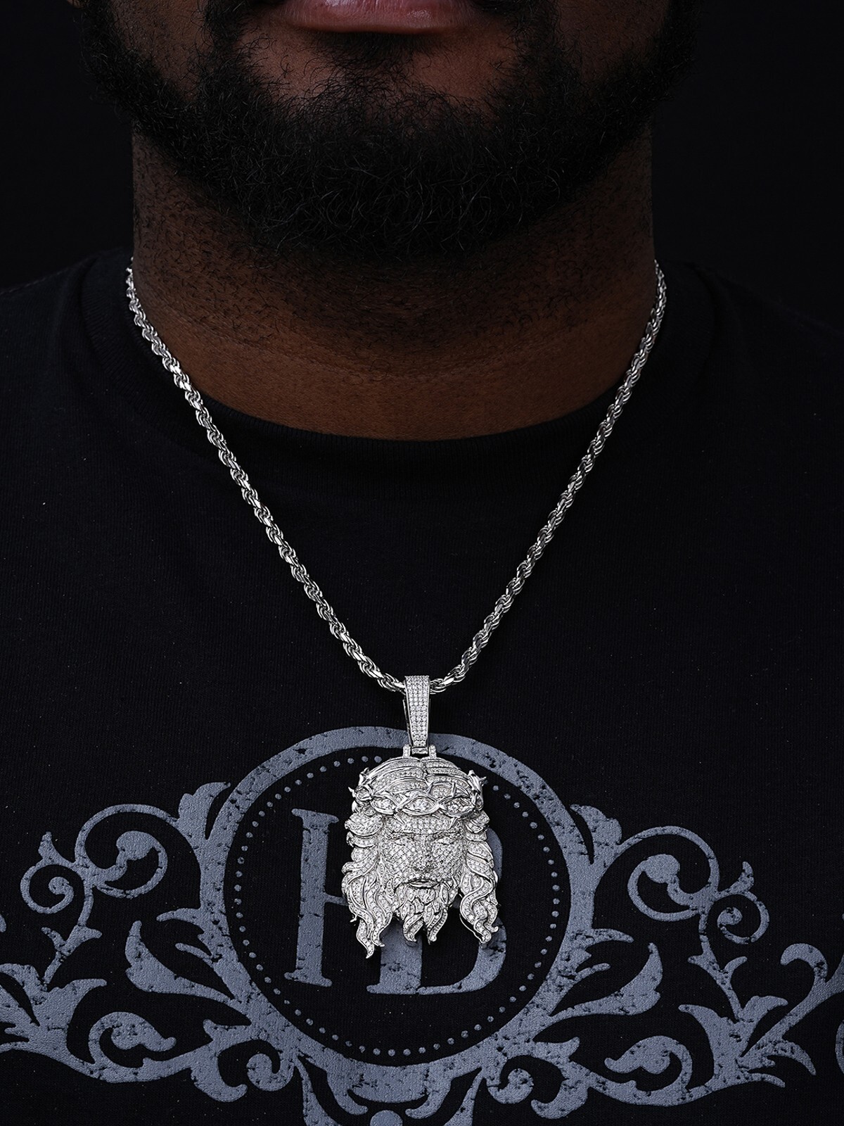 MOISSANITE Real 925 Sterling Silver Iced Hip Hop Jesus Piece Pendant Necklace